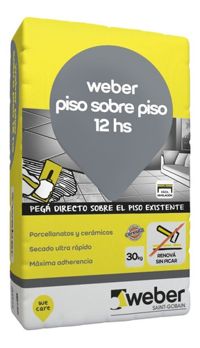 Pegamento Piso Sobre Piso Weber 30 Kilos 12 Hs