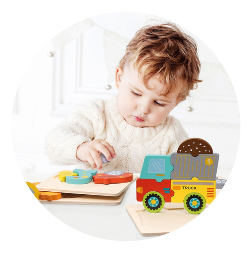 Imagen 2 de 2 de Set Vehículos X4 Puzzles Madera Phoohi Ik0266