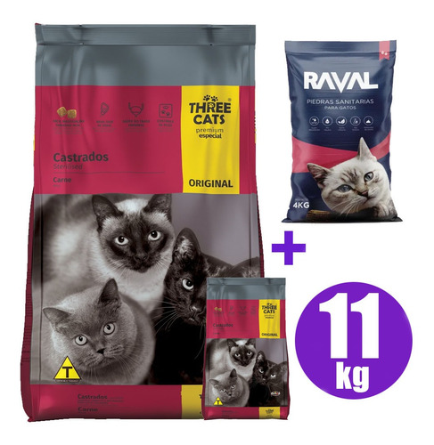 Imagen 1 de 5 de Three Cats Gato Castrado 10,1kg Mas Regalos Y Envio
