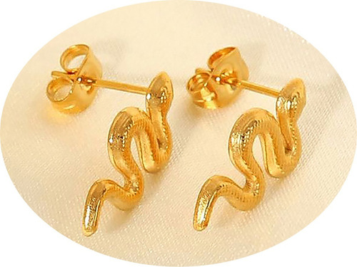 Juego Aretes Serpiente Acero Oro Laminado 1185