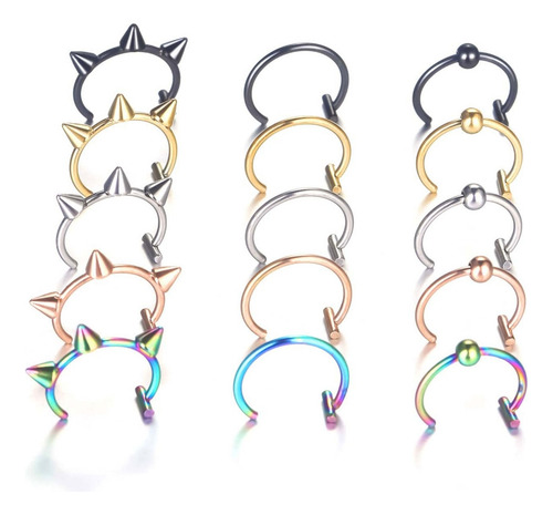 (d) Anillos Para Labios Falsos De Acero Inoxidable Punk De 1