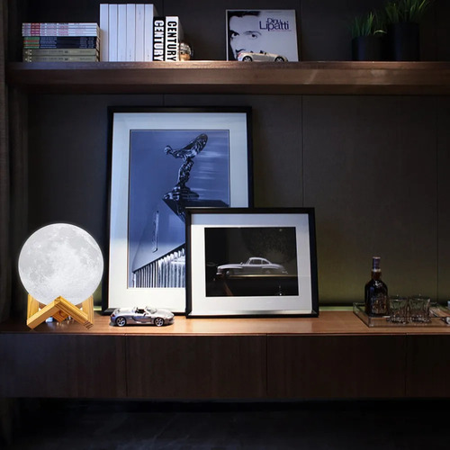 Luz Led Nocturna De Luna Con Soporte Y Mando A Distancia