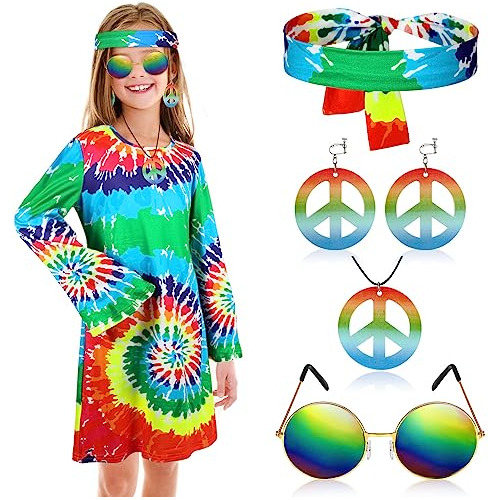 Conjunto De Disfraces Hippies De Años 60 Y 70 Niñas