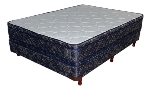 Colchón De Resortes Con Pillow 190 X 120 + Sommier Color Azul/beige