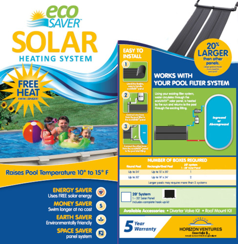 Eco Saver Sistema Calefaccion Panel Solar 20 Ft