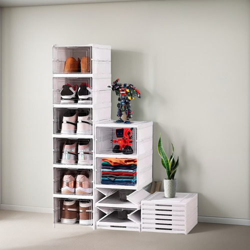 Caja De Almacenamiento Plegable De Zapatos De 6 Capas Blanco