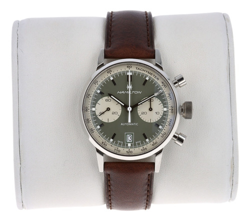 Reloj Hombre Hamilton American Classic Intra-matic 40mm Marrón Oscuro Plateado Verde