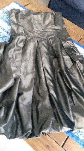 Vestido Fiesta Tafeta Gris Plomo- T.small- Baloom Strapless-