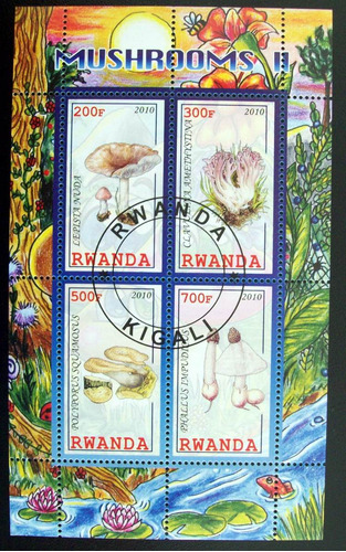 Rwanda Hongos, Bloque 4 Sellos 2010 Usado L6636