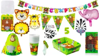 Kit Decoración Fiesta Infantil Animales De La Selva (zafari)