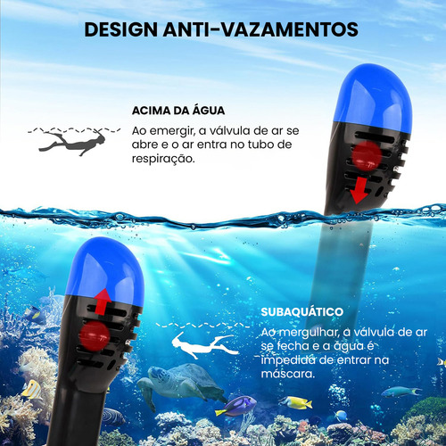 New Hawaii Máscara Mergulho Full Face Com Snorkel Suporte Gopro Camera Cor Azul P/m