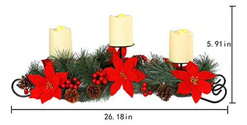 Centro De Mesa De Navidad De Mortime Con 3 Porta Velas, Deco