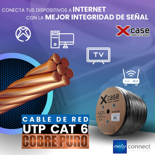 Cable Utp 305m Doble Forro Cat 6 Xcase Cobre Puro