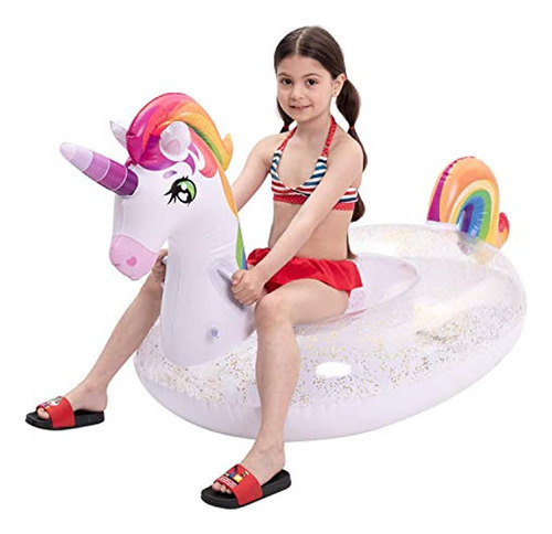 Joyin Flotador Inflable De Unicornio Para Piscina Con Brillo