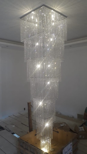 Lustre Plafon Cristal Cascata 60x60 Salas Pé Direito Duplo