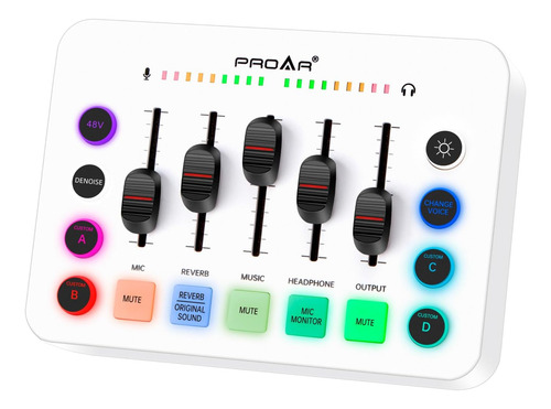 Gaming Audio Mixer, Live Streaming Sound Card Rgb Pc Dj M...
