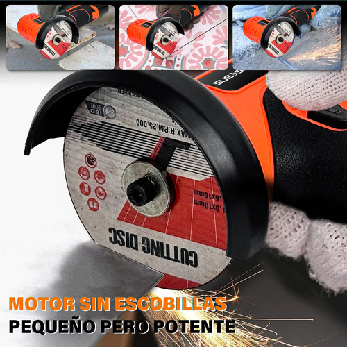 Mini Esmeril Angular Inalámbrica Esmeriladora Pulidora Amolador SUSASSY 3 Inch 12v 18500 Rpm Color Naranja