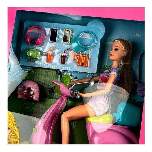 Muñeca Brittany Con Scooter Morado Y Accesorios Jwzs-60
