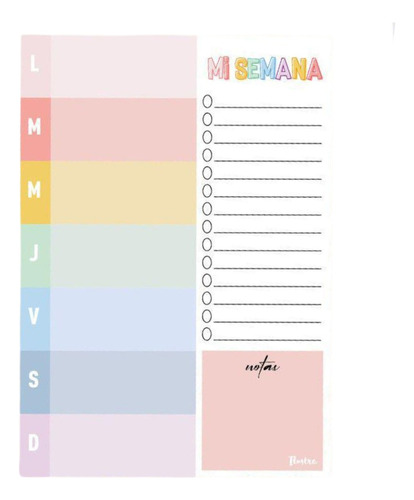 Block Planificador Semanal A5 15x21cm-planner Ilustra Pastel