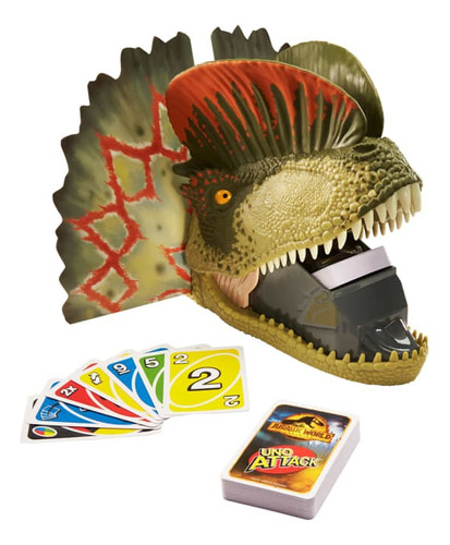 Cartas Uno Jurassic World Lanzador Dinosaurio + Luz+ Sonido