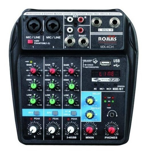 Romms Mx-4ch Mezcladora Pasiva 4 Canales Usb Bluetooth