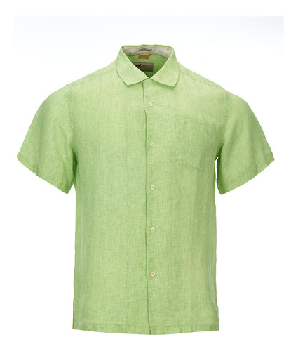 Camisa Lino Orgánico Hombre Linendyed Verde Rockford