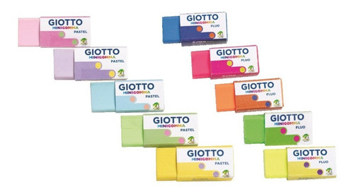 10 Gomas De Borrar Giotto Colores Pastel Y Fluo 