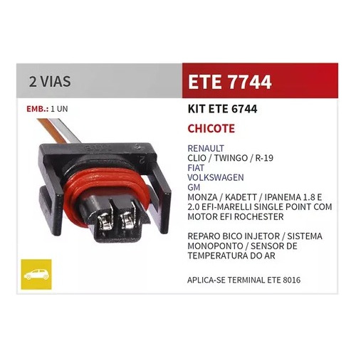 Chicote  Sensor Temperatura Bico Vw Gm Fiat Renault Ete 7744