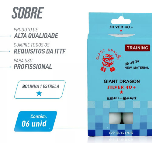 Bolas Tênis De Mesa 40+ 1 Estrela Giant Dragon 6un - La