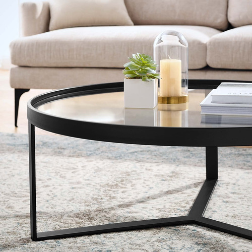 Modway Relé De Mesa De Centro De Vidrio Y Metal Redondo En