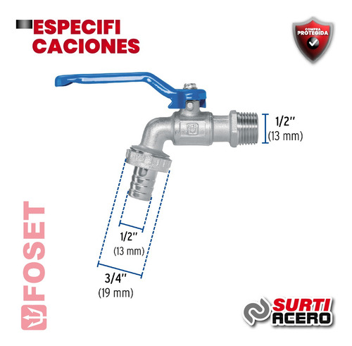 Llave De Esfera, De Latón, 140 Gr, Entra