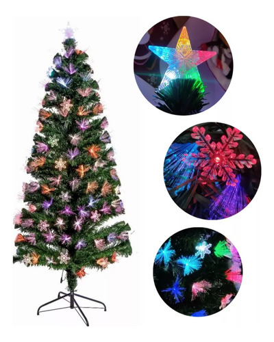 Arbol Led Fibra Optica 1,80 Snowflake Multicolor 