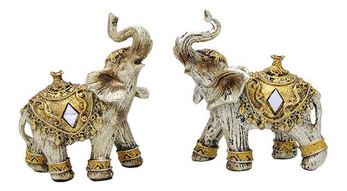 Elefante Plateado Vintage Duo Dorado Decoración Dayoshop