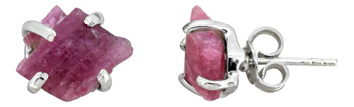 Yotreasure Raw Pink Tourmaline Stud Pendientes Sólido 925 Jo