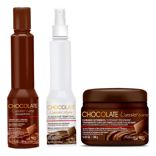 Kit Shampoo+alaciado Temporal+mascarilla Nutrapel Chocolate