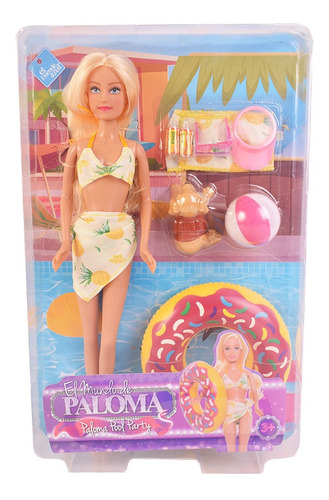 Imagen 1 de 7 de Muñeca Paloma Fiesta En La Piscina El Duende Azul