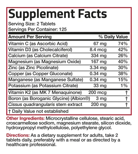 Suplemento Bronson Bone Health & Strength Complex 250 Compri