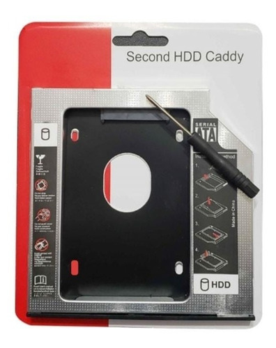 Imagen 1 de 4 de Adaptador Caddy Dvd Rw A Disco Duro 2.5 Hdd Sata 9.5mm 12.7