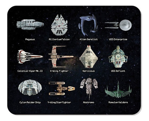 Mousepad Naves Sci-fi Geek Cor Branco