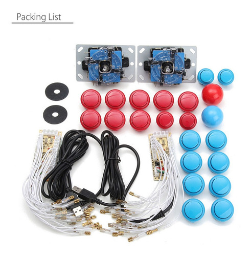 Imagen 7 de 10 de Arcade Diy Kits 2 Usb Codificador 2 Joystick 20pcs Botones