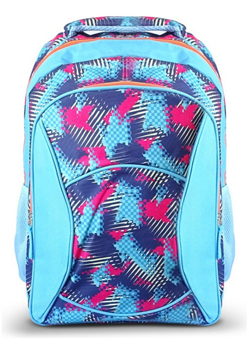 Mochila Escolar Urbana School Rq 17 Estampada Manchas Celest