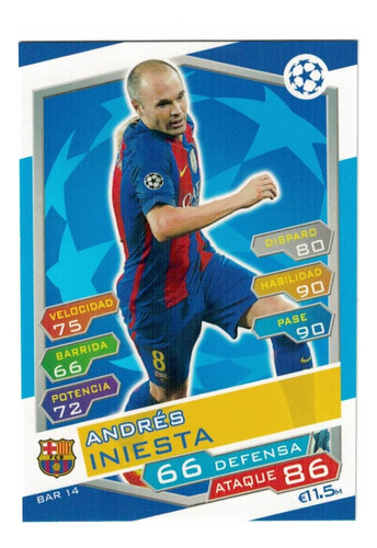 Carta Andres Iniesta Match Attax  Champions League 2016/17