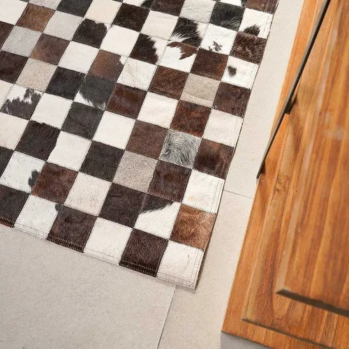 Alfombra Patchwork De Cuero Vacuno, Modelo Mix 1,50 X 2,10 M