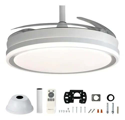 Ventilador De Techo Kanji Retráctil Blanco 4 Aspas 6 Velocidades Reversa Timer Control Remoto 65 Watts. - imagen 1
