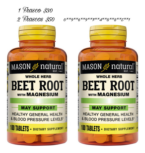 Beet Root Extracto Remolacha + Magnesio X2 Presion Arterial 