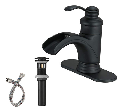 Greenspring Grifo De Baño Negro Mate Con Un Solo Agujero Con