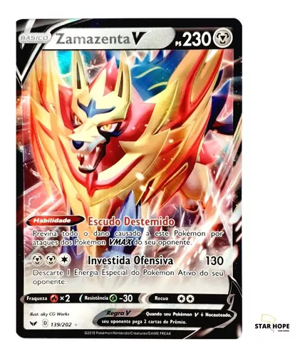 Carta Pokemon Zamazenta V Lendário Original Novo