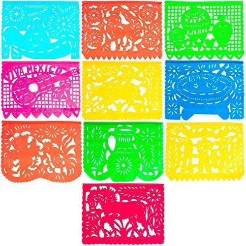 Guirnalda Plástica Papel Picado - 4,5m - 2 Diseños (1 Pack