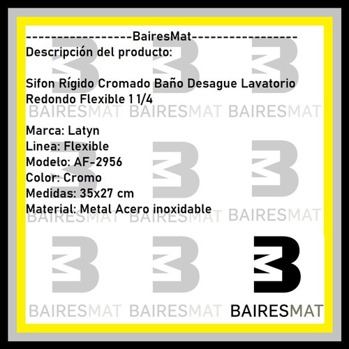 Imagen 4 de 6 de Sifón Desagote Descarga Lavatorio Cromado Flexible Aceroinox