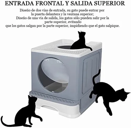 Caja De Arenero Cerrado Para Gato Con Tapa Plegable Port til